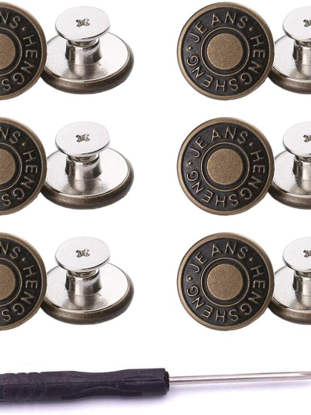 17 mm Buttons for Loose Jeans,12 Sets Jean Button Replacement